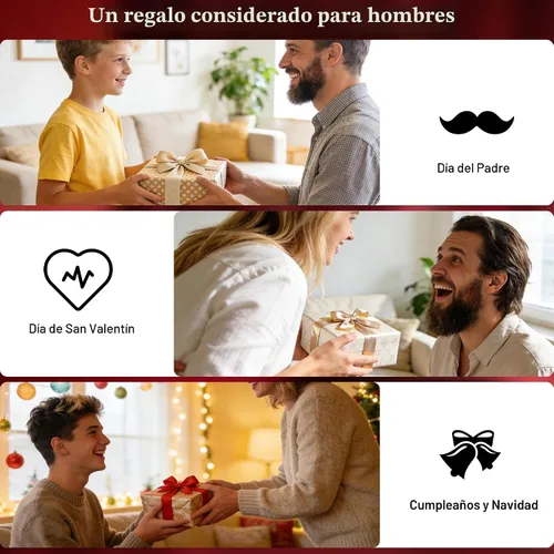 Miniatura 5 de GAINWELL Juego de peine de pelo para hombre, cepillo de cerdas de jabalí con cerdas rígidas para cabello grueso, mango de sándalo dorado de nogal