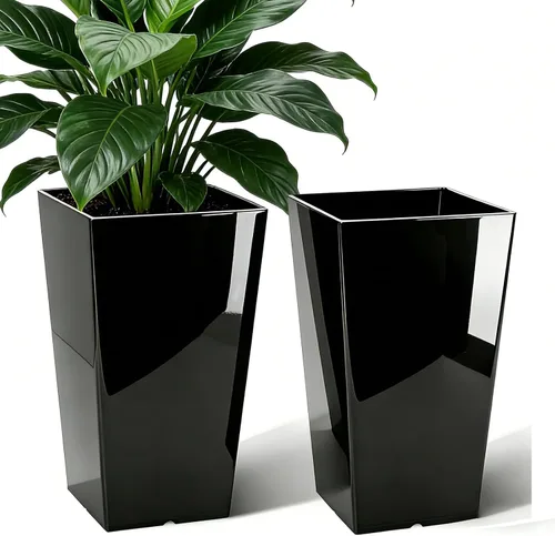 QCQHDU Macetas grandes y altas de 21 pulgadas para plantas de interior y exterior, 2 paquetes de macetas duraderas para maceteros de flores y