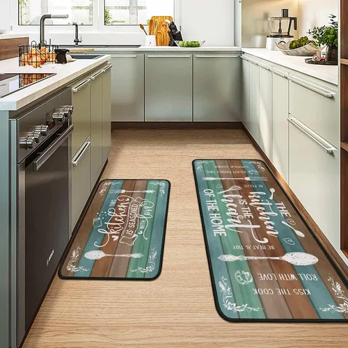 Miniatura 10 de Alfombras y tapetes negros de cocina antideslizantes, lavables, absorbentes, de microfibra, para piso, juego de 2 tapetes de cocina negros