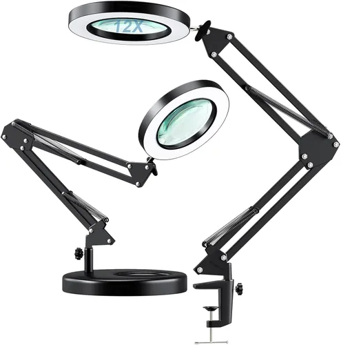 Miniatura 11 de HITTI Lupa de Aumento 10X con Luz y Soporte, Atenuación Continua 3 Modos de Color Lupa LED Iluminada, Lámpara de Escritorio Manos Libres