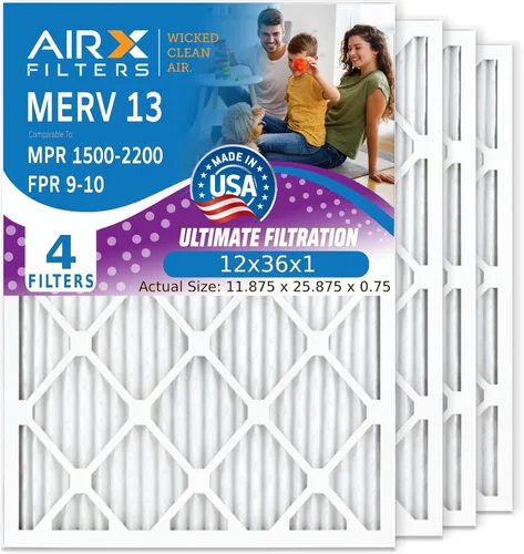 Miniatura 10 de AIRx Filters WICKED CLEAN AIR 10x20x1 MERV 13 Filtro electrostático plisado para aire acondicionado, paquete de 4 filtros HVAC para horno AC