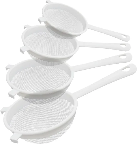 Miniatura 8 de Juego de 3 coladores de kéfir de malla fina de nailon de plástico con asa, colador de malla fina para yogur, hornear, cocina, kéfir, té, jugo, pasta