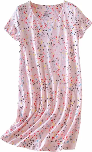 Miniatura 2 de PNAEONG Paquete de 3 camisones de algodón para mujer, ropa de dormir de manga corta, camisa casual con estampado