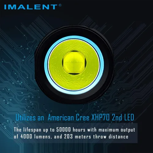 Miniatura 3 de IMALENT LD70 linterna de bolsillo EDC, linternas compactas brillantes y potentes de 4000 lúmenes con LED CREE XHP70.2, linterna recargable de mano
