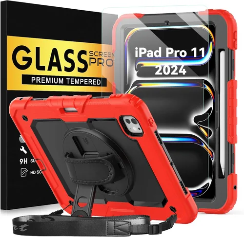 Miniatura 17 de BLOSOMEET Funda para iPad Air de 11 pulgadas M3 2025 y M2 2024 con protector de pantalla de vidrio templado y soporte para lápiz, funda para iPad