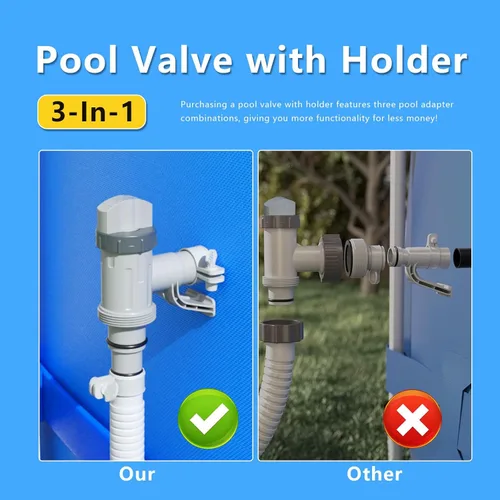 Miniatura 5 de Válvula de émbolo con soporte para piscinas sobre el suelo, piezas de repuesto para adaptador de manguera de piscina compatibles con la bomba