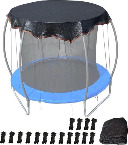 Miniatura 9 de Funda de sombra para cama elástica redonda de 10 pies, cubierta redonda para cama elástica al aire libre para protección solar y bloqueo de hojas