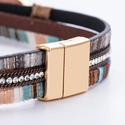 Miniatura 257 de FANCY SHINY - Pulsera de cuero estilo bohemio, pulsera de cuentas de cristal con cierre magnético, regalos de joyería para mujer
