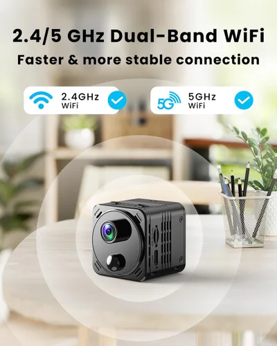 Miniatura 2 de VIDCASTIVE Mini cámara oculta 4K de doble banda 2.4/5GHz WiFi cámara de seguridad interior con detección humana AI, visión nocturna, almacenamiento