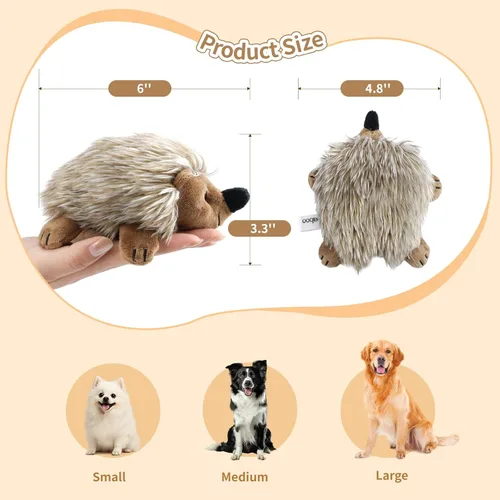 Miniatura 6 de Pawaboo Juguete de peluche para perro, [2 unidades] no tóxico, súper suave, de piel sintética, erizo, juguete de entrenamiento para morder, juguetes