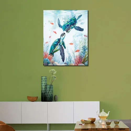 Miniatura 2 de TUMOVO Pintura por números para adultos, tortuga marina, pintura por números, tortuga náutica oceánica, para niños, kits de pintura por números