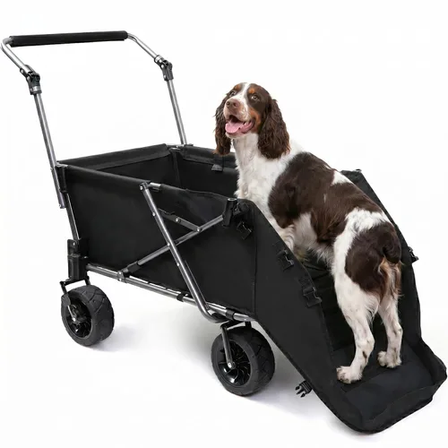 Miniatura 11 de REDCAMP Carro Plegable para Perros con Extremo Trasero Extensible de Servicio Pesado, 220L Carrito Utilitario Plegable Grande Cochecito para Perros