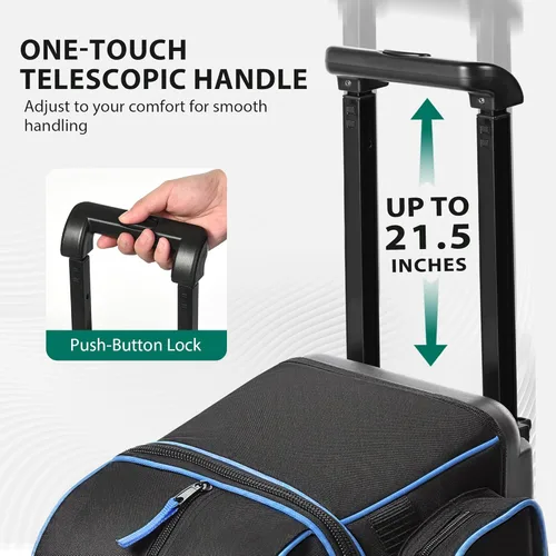 Miniatura 5 de GoHimal Bolsa de bolos de doble rodillo para 2 bolas con compartimento separado para zapatos de boliche (hasta talla 15 de hombre de EE. UU.)