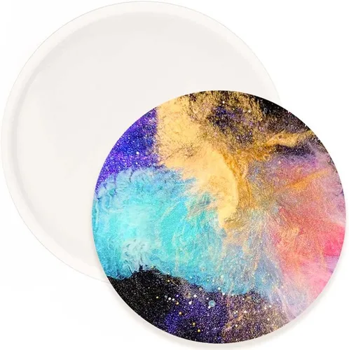 Miniatura 7 de Molde de posavasos redondo para bandeja de servicio de reloj de resina epoxi enorme 12 pulgadas