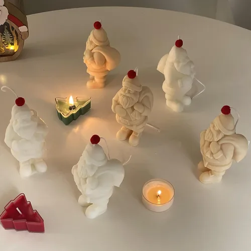 Miniatura 3 de Molde de vela de silicona de Papá Noel 3D de Navidad DIY de yeso de Navidad de resina de jabón de hielo molde de vela herramienta de fabricación