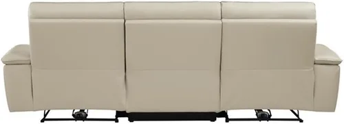 Miniatura 5 de Pemberly Row Sofá reclinable doble de cuero de 110" con reposacabezas en beige