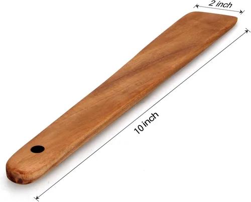Miniatura 5 de Espátula Plana de Madera para Utensilios de Cocina Spurtle Herramienta de Cocina Volteador Raspador de Madera de Teca Espátulas Utensilio de Cocina