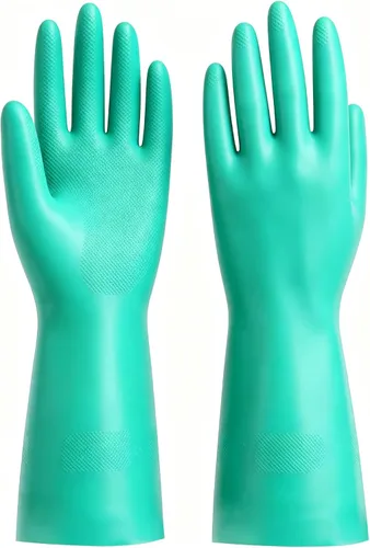Guantes resistentes a productos químicos de nitrilo, guantes domésticos sin goma de látex de 13 pulgadas, resistentes a ácidos, álcalis, disolventes