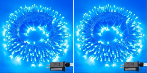 Miniatura 54 de JMEXSUSS Luces rojas blancas y azules con cable transparente, 66 pies, 200 luces LED para decoración del 4 de julio, luz de Navidad para celebración