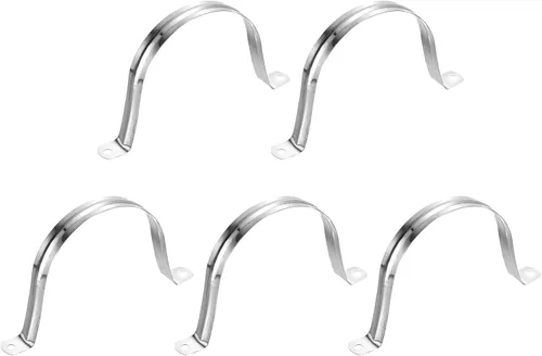 Miniatura 17 de uxcell 6 correas rígidas de tubo, 4.331 in (4.33 pulgadas) 201 de acero inoxidable 201 con 2 agujeros en forma de U, abrazaderas de tubo para fijar