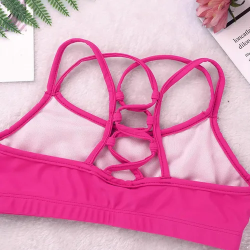 Miniatura 6 de RUNQHUI Brasier deportivo de entrenamiento sólido para niñas, sin mangas, elástico, para ballet, baile, entrenamiento, gimnasia, ropa deportiva