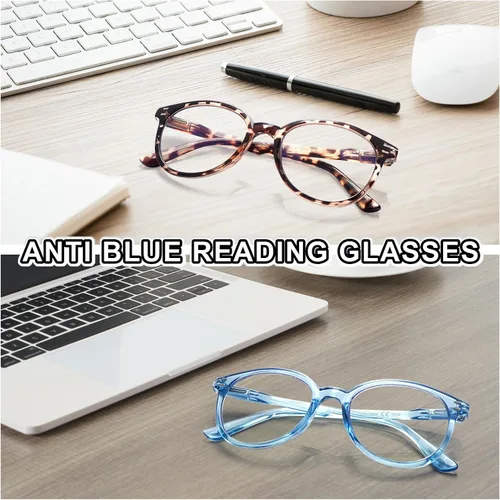 Miniatura 7 de COJWIS Reading Glasses Blue Light Blocking 5 Pack Spring Hinge Fashion Readers for Men and Women Anti Glare Filter Eyeglasses 143-3 5C
