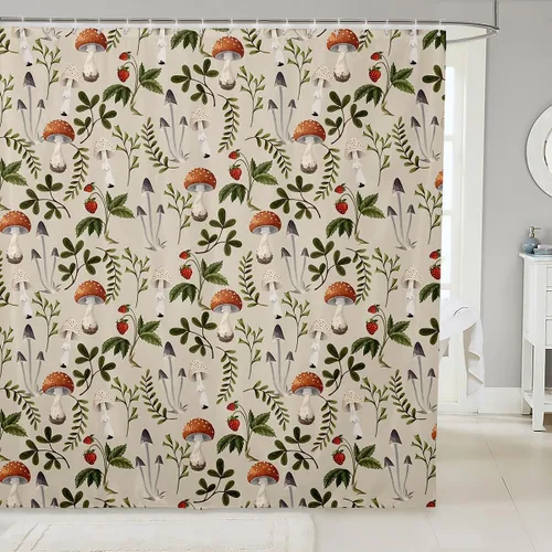 Miniatura 13 de Castle Fairy Cortinas de ducha con hojas de ginkgo, cortina de baño botánica de naturaleza verde, tela de plantas de acuarela, juego de decoración