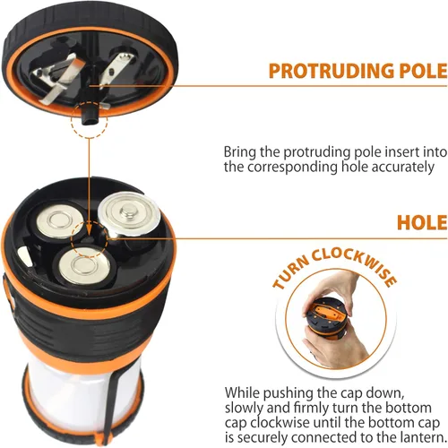 Miniatura 5 de Linterna LED para Camping, Alimentada por Batería LED 1800LM, 4 Modos de Luces de Camping, Linterna Perfecta para Huracán, Luz de Emergencia