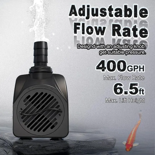 Miniatura 2 de SongLong Bomba de agua ultra silenciosa de 25 W 400 GPH de 10 pies con tubo, protección contra sobrecalentamiento, perfecta para fuentes pequeñas