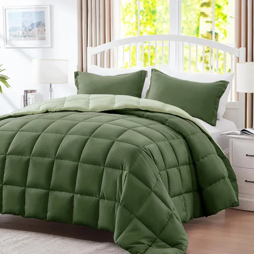 Miniatura 10 de SunStyle Home Juego de edredón de tamaño King – Edredón reversible con costura de caja de 3 piezas, juegos de ropa de cama ligera con 1 edredón