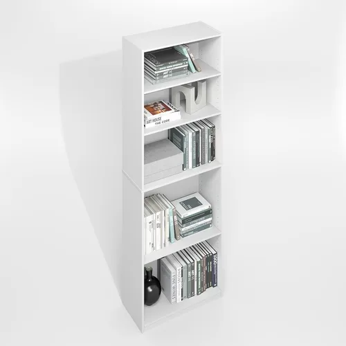 Miniatura 25 de Furinno GEHRY - Estantería para libros, 5 niveles, con estantes ajustables, 11.6 x 24.8 x 71.4 pulgadas, para oficina en casa, sala de estar, roble