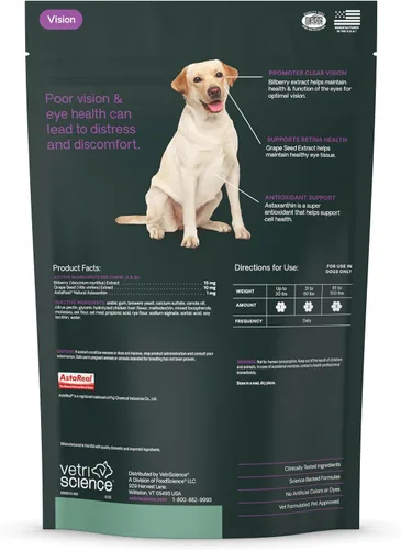 Miniatura 10 de VetriScience Eye & Vision - Masticables para la salud para perros, astaxantina y extracto de arándano, vitaminas y antioxidantes para los ojos