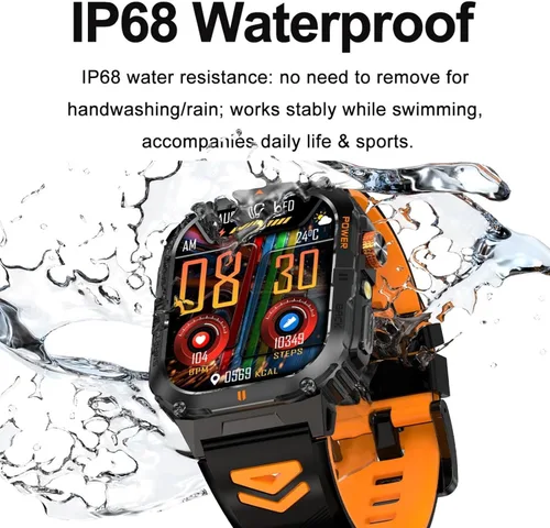 Miniatura 9 de Reloj inteligente con GPS para exteriores para hombres, reloj deportivo militar, llamadas Bluetooth, IP68, monitor de presión arterial y frecuencia