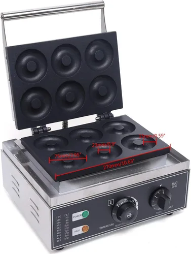 Miniatura 7 de Máquina de gofres en forma de pescado de acero inoxidable antiadherente Mini Taiyaki Maker 6 pequeños gofres en forma de pescado 110 V 2.4 KW