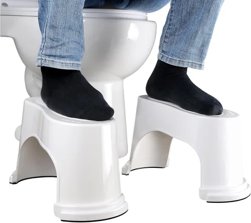 EVRON Taburete de inodoro de 7 pulgadas para adultos, reposapiés movibles separados divididos de dos piezas con posicionamiento flexible, diseño
