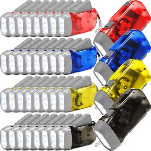 Miniatura 7 de Treela 36 Linternas de Manivela Manual Artículos a Granel para Navidad Linterna de Compresión Sin Batería Requerida Antorcha de 3 Modos de Carga azul