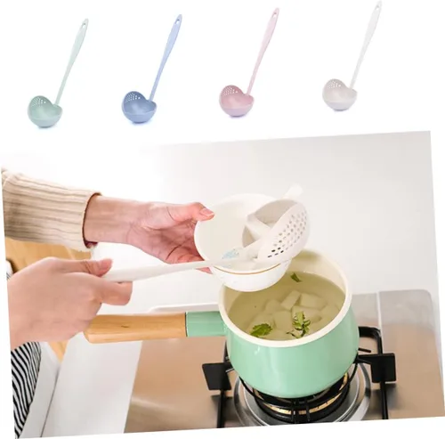 Miniatura 4 de Cuchara de sopa de paja de trigo 2 1 Cucharas de gachas de mango largo Cucharas de sopa Laddle Suministros de cocina Cuchara de paja de trigo
