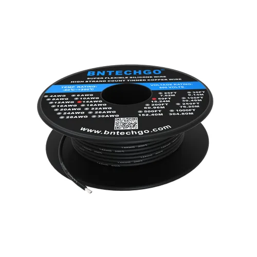 Miniatura 29 de BNTECHGO Carrete de alambre de silicona calibre 14 20 pies rojo y 20 pies negro flexible 14 AWG alambre de cobre estañado trenzado
