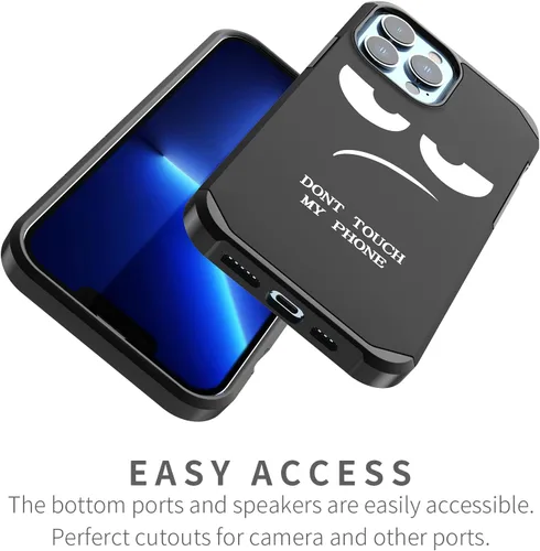 Miniatura 3 de Funda para iPhone 13 Pro, bonita funda [Don't Touch My Phone] a prueba de golpes de doble capa resistente de silicona protectora de plástico