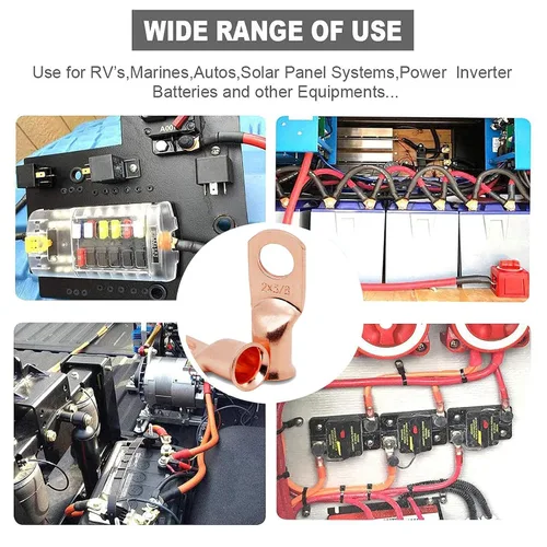 Miniatura 74 de TKDMR - Kit de 264 piezas de extremos de cable de batería, 132 piezas de terminales de anillo de lengüetas de cable de cobre resistentes AWG 8 6 4 2