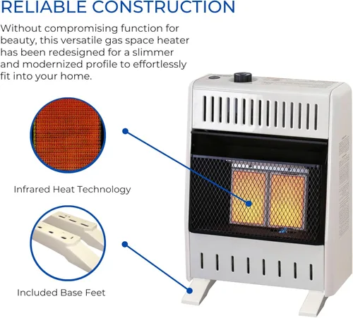 Miniatura 3 de ProCom Calentador de placa infrarroja sin ventilación de propano líquido de calefacción con pies base - 10,000 BTU, control T-Stat - Modelo #
