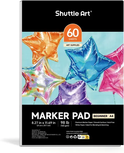 Miniatura 10 de Shuttle Art Almohadilla de Marcadores, Cuaderno de Bocetos Cuadrado Portátil de 8.3”x8.9”, 80 Hojas de Papel para Dibujo con Marcadores, Papel