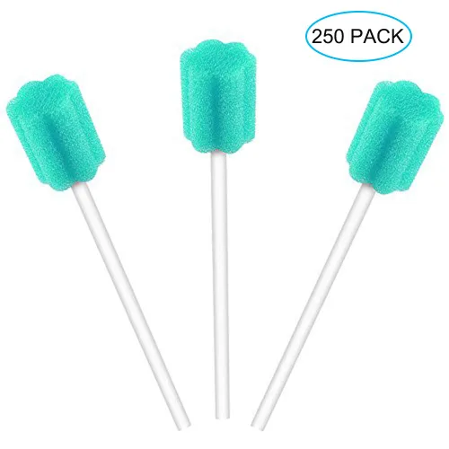 Miniatura 2 de 250 unidades de hisopos bucales desechables, sin sabor y estériles, hisopos dentales para limpieza bucal Paquete de 250 azul cielo