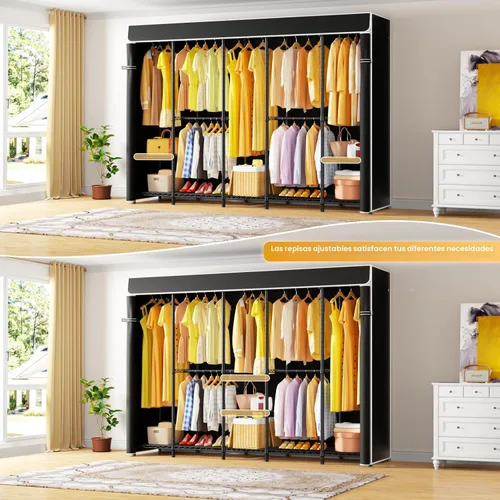 Miniatura 4 de ULIFHOME H50C Perchero Extra Grande con Cubierta, Armario Portátil Independiente, Percheros de Ropa Cubiertos para Colgar Ropa, Perchero Resistente