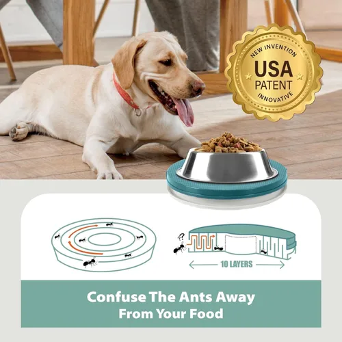 Miniatura 4 de SoulThink® Bandeja a prueba de hormigas para gatos y perros – Nueva innovación anti hormigas plato de comida para mascotas para interiores, sin