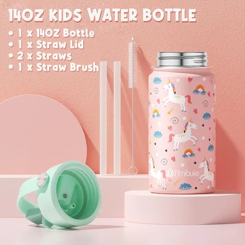 Miniatura 5 de Fimibuke Lonchera Bento para Niños con 4 Compartimentos, Bolsa de Almuerzo Aislada, Botella de Agua Aislada de Acero Inoxidable, Paquete de Hielo