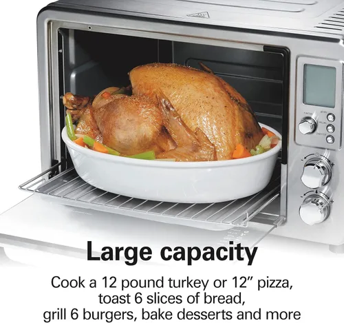 Miniatura 5 de Hamilton Beach Combo de horno tostador y freidora de aire 6 en 1 Sure Crisp y parrilla eléctrica para interiores, temperatura de sellado de 450 °F