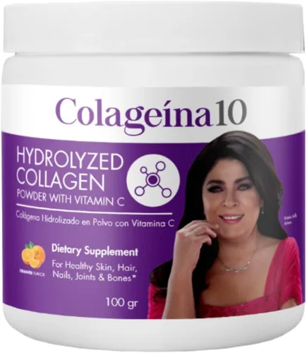 Colageína 10, Polvo de colágeno hidrolizado con ácido hialurónico, Mejora la apariencia de la piel, ayuda al crecimiento del cabello, uñas más