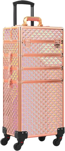 Miniatura 9 de Somduy Estuche de maquillaje rodante 3 en 1, organizadores profesionales de maquillaje, estuche de cosméticos de almacenamiento grande, estuche
