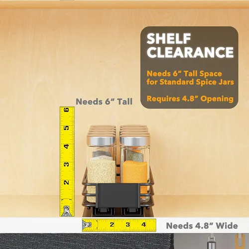 Miniatura 4 de SpaceAid estante organizador de especias para gabinete, organizador de condimentos deslizante y resistente para armarios de cocina, con 415